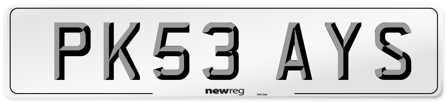 PK53 AYS Number Plate from New Reg